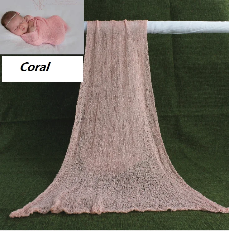 Coral Новорожденный реквизит для фотосессии одеяло хлопковое обертывание растягивающееся детское одеяло пеленание новорожденный фотосессия - Цвет: Coral