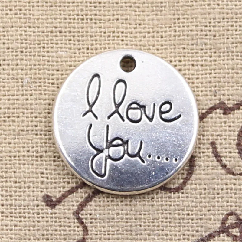 5 шт. подвески Круг пластины I Love You 20x20 мм Античная решений Подвеска fit Винтаж