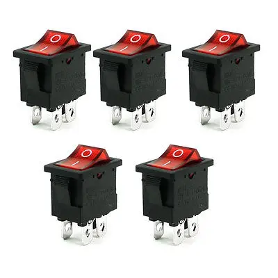 

AC 250 V/6A 125 V/10A 4 контакта DPST ВКЛ/ВЫКЛ кулисный переключатель w Light 5 шт