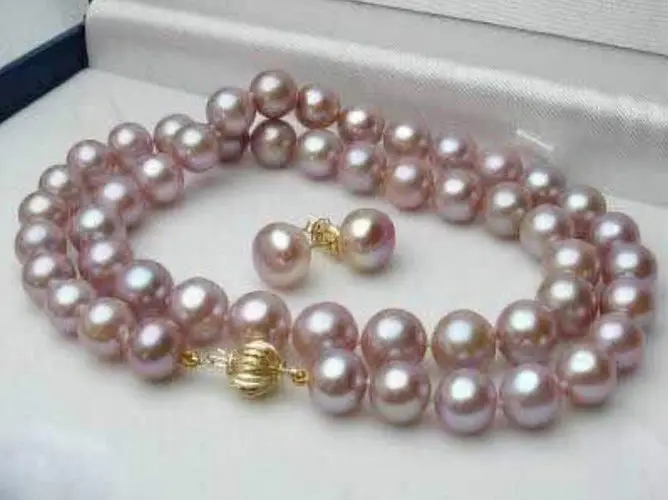 7 8 мм натуральный Лавандовый акойя культивированный жемчуг серьги ожерелье