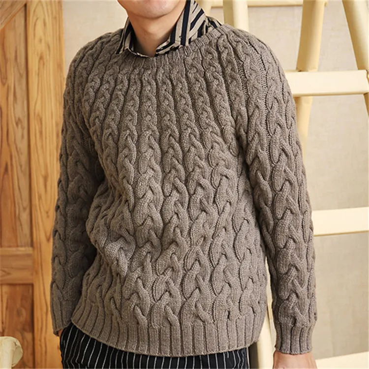 100% ручная работа чистая шерсть толстый скрученный вязаный мужской модный