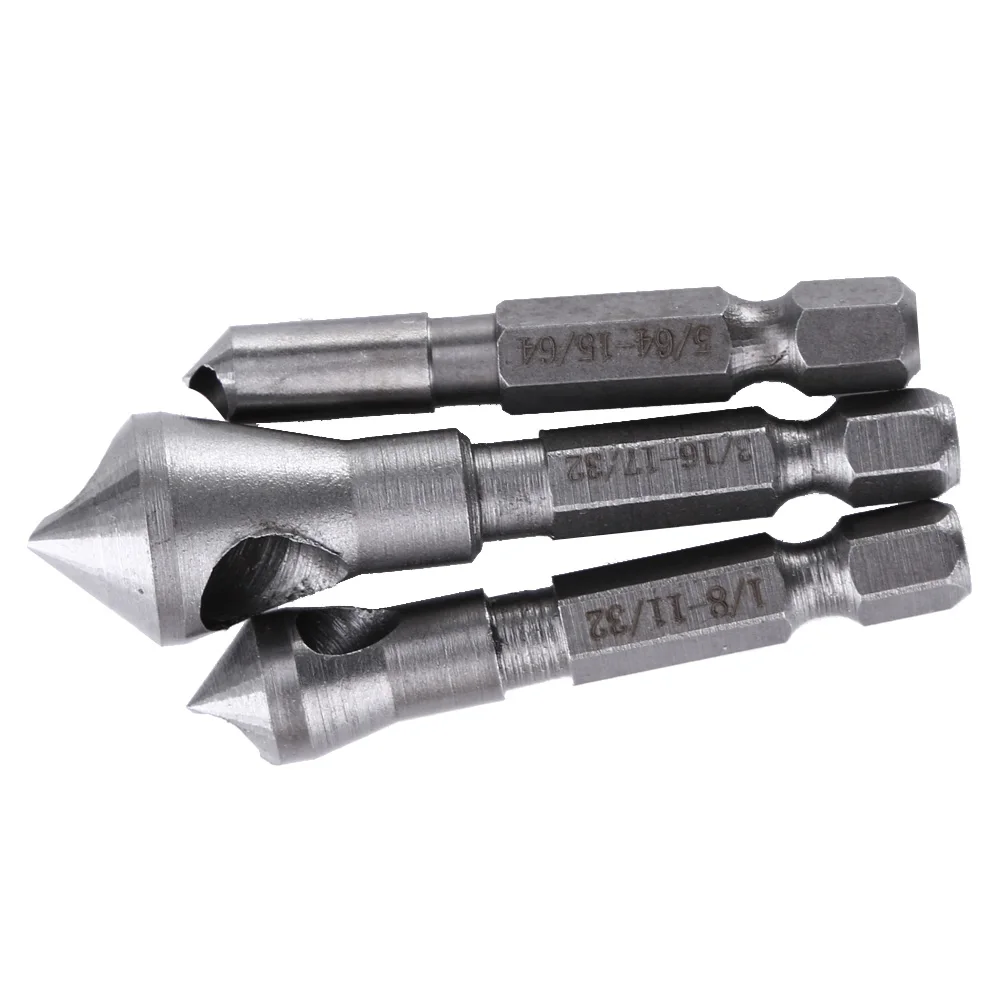 3 ШТ. HSS Titanium Покрытием Потайной и Снятия Заусенцев Сверло Набор Ручного Инструмента Для Резки Металла Древесины Сверла