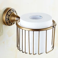 vintage retro antique brass carved art pattern wall mounted bathroom toilet paper roll basket holder bathroom accessory mba485