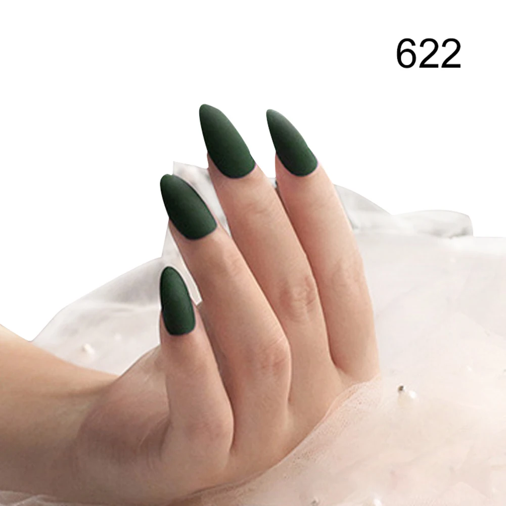 622 24 шт женские накладные ногти DIY матовые накладные ногти в форме капель NShopping - Цвет: 622