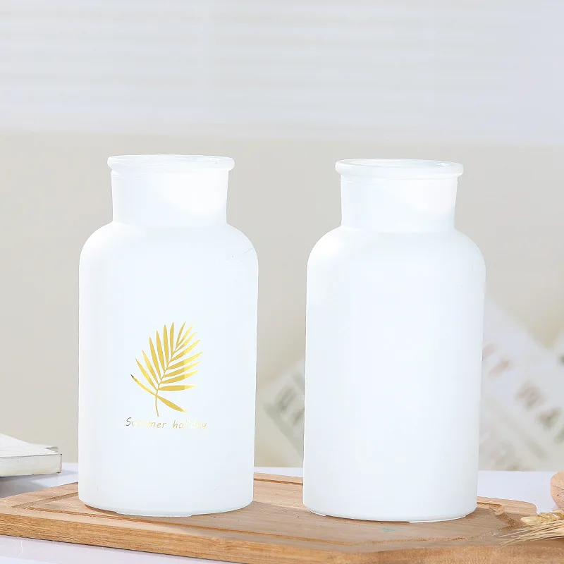 Glass Vase Nordic White/Black Sandblasting Vase Glass Flower Vases Dried Flower Bottle Bar Home Decor Fun Gifts Dropshipping