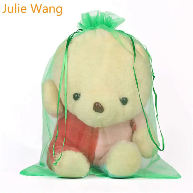 GrassGreen Julie Wang 5 шт. 30*40 см шифоновые ювелирные сумки органза вуаль Упаковка Сумка на год, день рождения, Рождество, Свадебная вечеринка, подарочная сумка - Цвет: GrassGreen