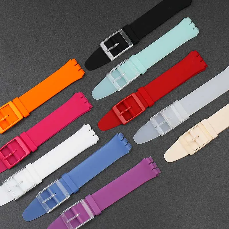 Ремешок силиконовый для часов Swatch водонепроницаемый резиновый браслет мужчин и