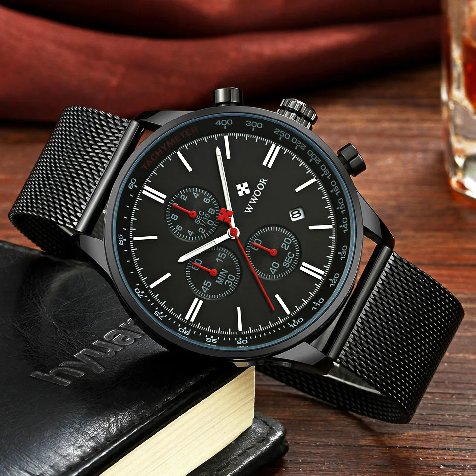Мужские спортивные часы Whatches Chrono Роскошные военные наручные с автоматической