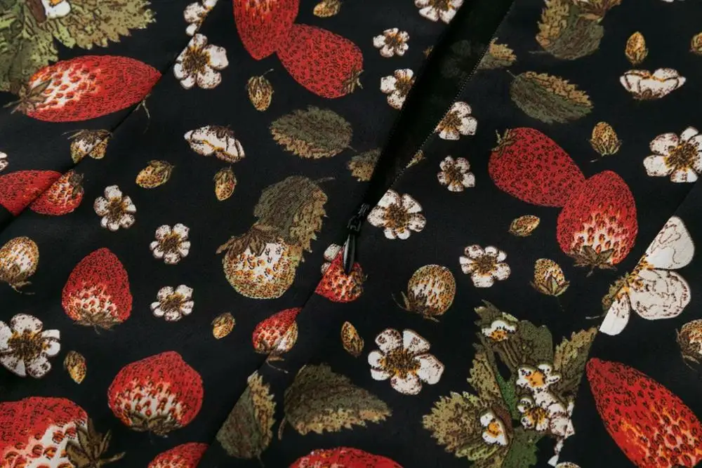 Bazaleas винтажное Черное Женское Платье с принтом клубники модное мини платье vestidos