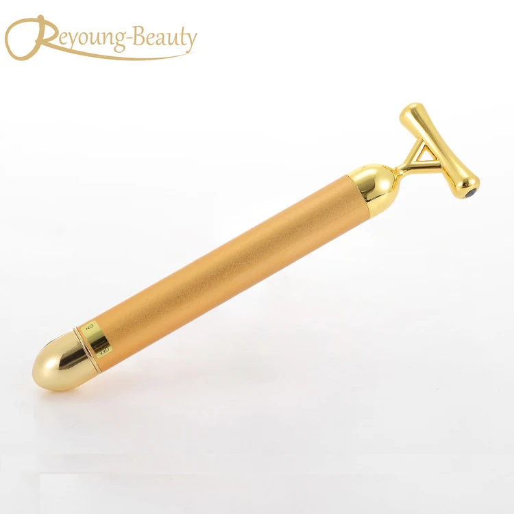 Высокочастотная вибрация 24K позолоченный энергетический Массажер для салона