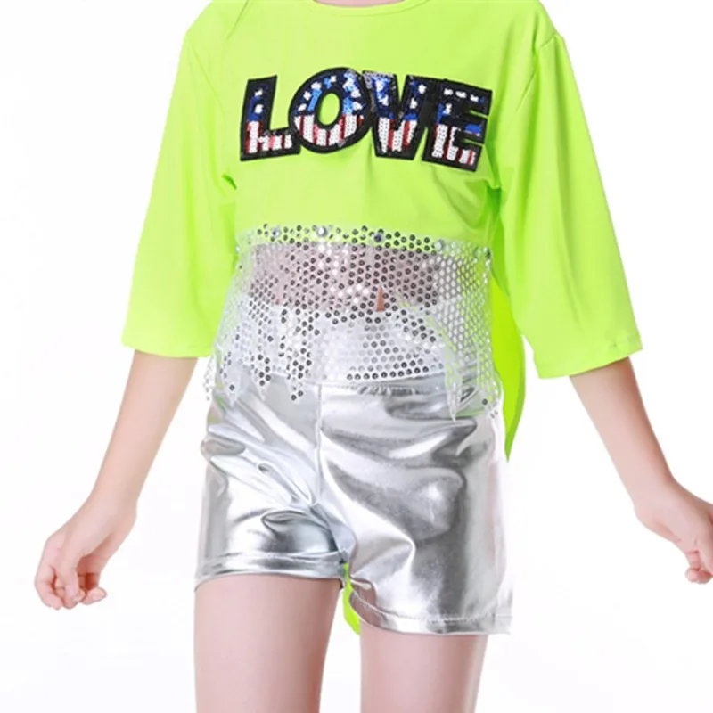 Детский костюм для джазовых танцев с блестками комплект из 2 предметов девочек