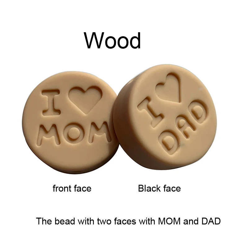 wooden 5 шт. силиконовые бусины с буквами "i love mom/dad" Детский Прорезыватель своими руками Аксессуары детский продукт ожерелье-Прорезыватель для зубов из пищевого силикона - Цвет: wooden