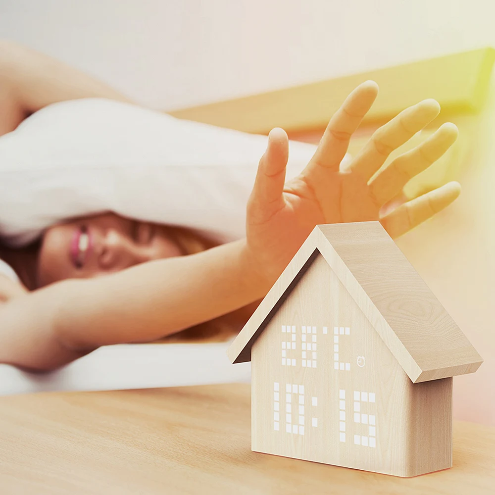 3 типа многофункциональный светодиодный Будильник для бревенчатой кабины с