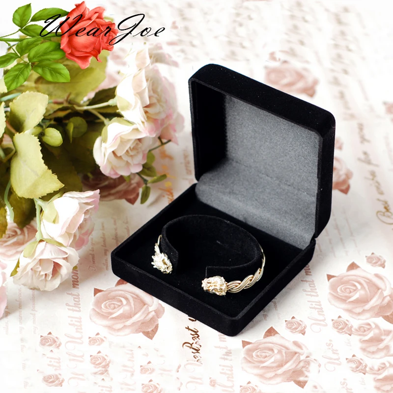 Черный бархат Jewelry Box браслет 9*9*4 см круг Застежка для переноски подставка держатель браслет Дисплей упаковки ящик для хранения