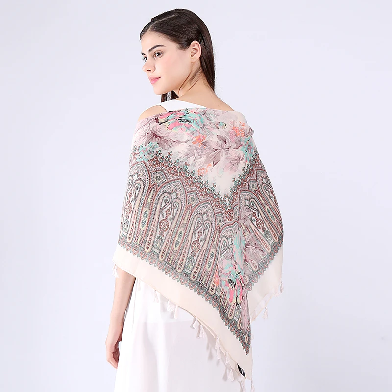 Женский шарф с бахромой Marte &amp Joven мягкая пляжная бандана в этническом стиле