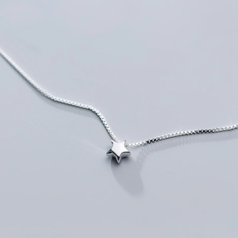 

MloveAcc Tiny Star Charm Box Chain Short Necklace for Women 925 Sterling Silver Korean Fashion Jewelry