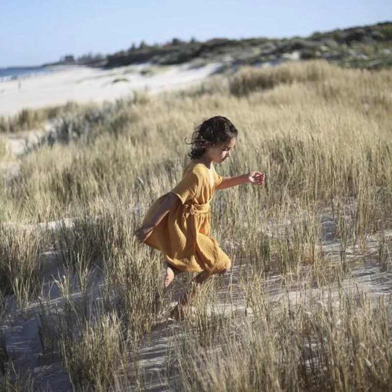 Платье для девочек хлопковое с оборками в японском и корейском стиле