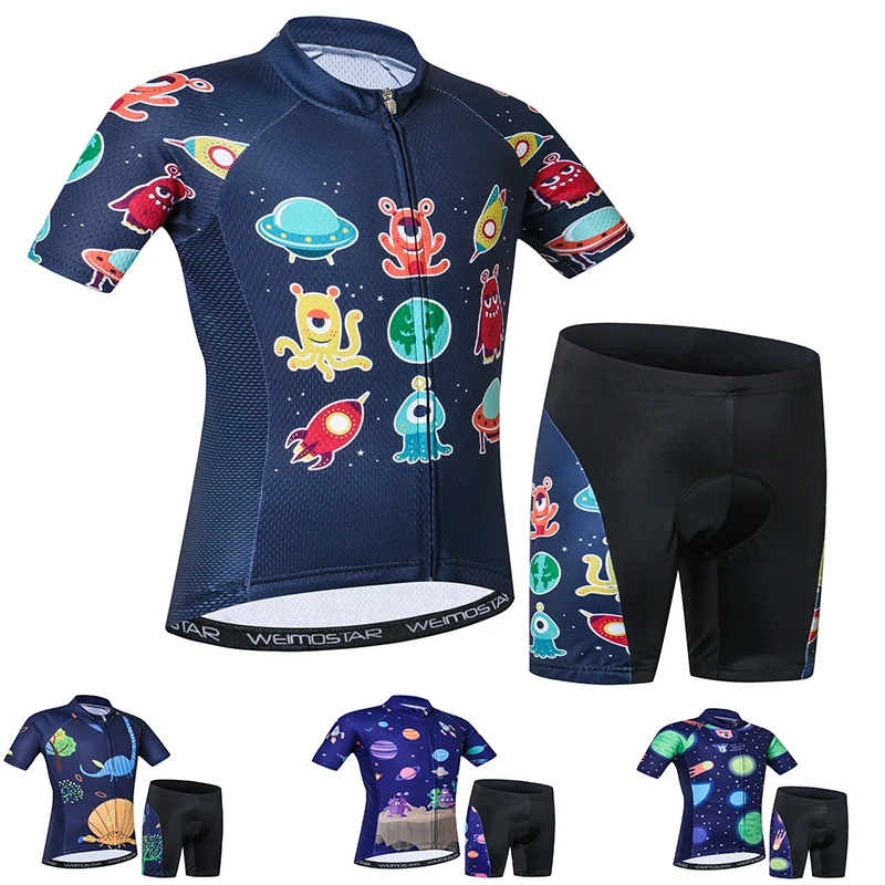 

Cycling Jersey Girs Bike Short Sleeve Clothing Bicycle Children Jersey And Shorts Set For kids BOYS Biking Mars Blue