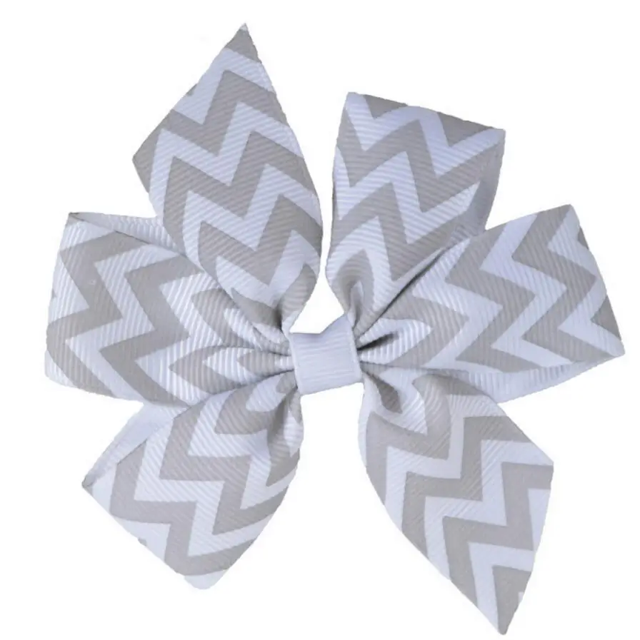 

100pcs Free shipping Pinwheel Hair Bow Chevron Gray