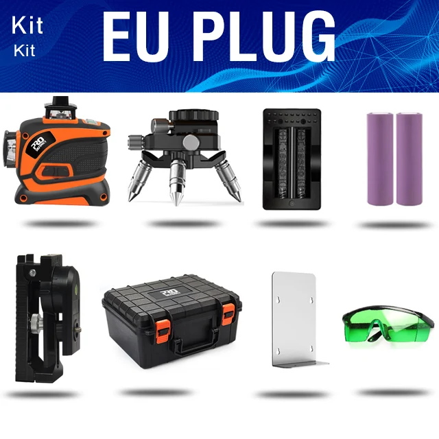 KIT1-EU Prostormer зеленый лазерный уровень 3D 12 линия самонивелирующаяся профессиональная Nivel Лазерная линия 360 Autonivelante Graus Горизонтальная Вертикальная - Цвет: KIT1-EU