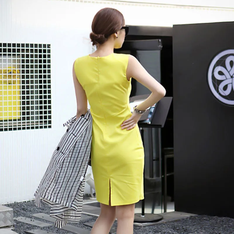 Летнее женское платье Vestidos модное повседневное тонкое элегантное облегающее платье без рукавов винтажные женские офисные вечерние платья Q327
