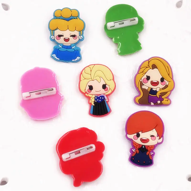 7 шт Эльза Анна мультфильм Русалка Принцесса Золушка ПВХ Pinbacks Значки Броши
