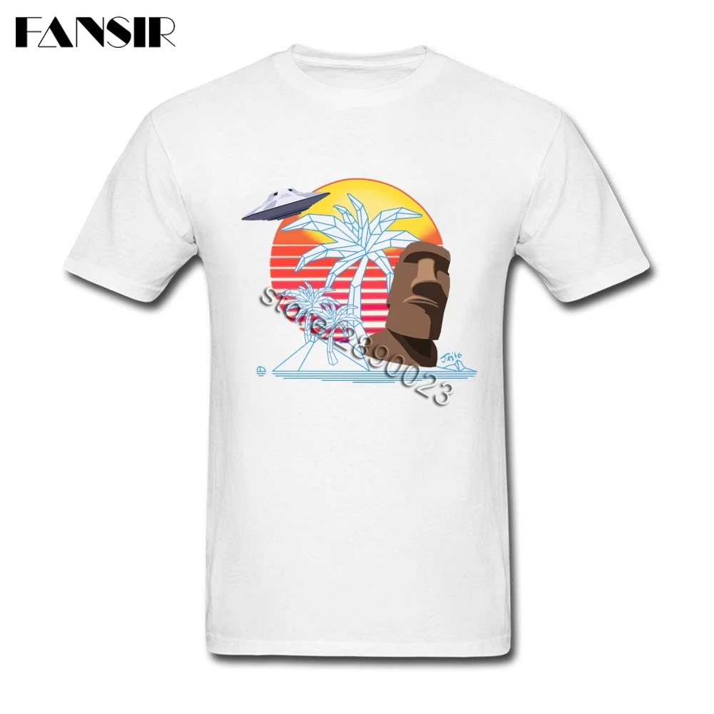 Эстетика Vaporwave Тайна острова Пасхи Camiseta в стиле хип хоп Для мужчин футболки с