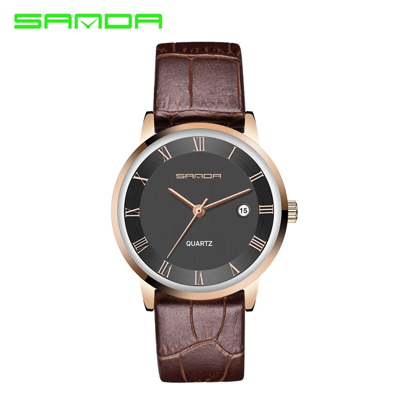 SANDA 7mm Super Slim Men's Watches Leather Business Leisure Calendar Quartz Watch Male clock relojes hombre relogio masculino | Наручные