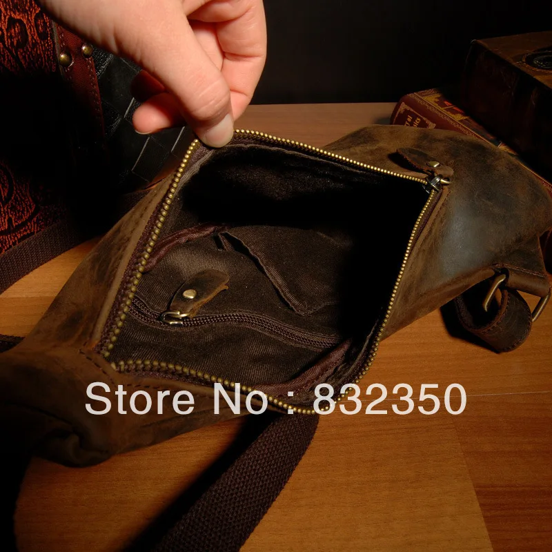 Unique Vintage Crazy Horse Leather Chest Bag Messenger Shoulder Chagul Antique Handbag | Багаж и сумки