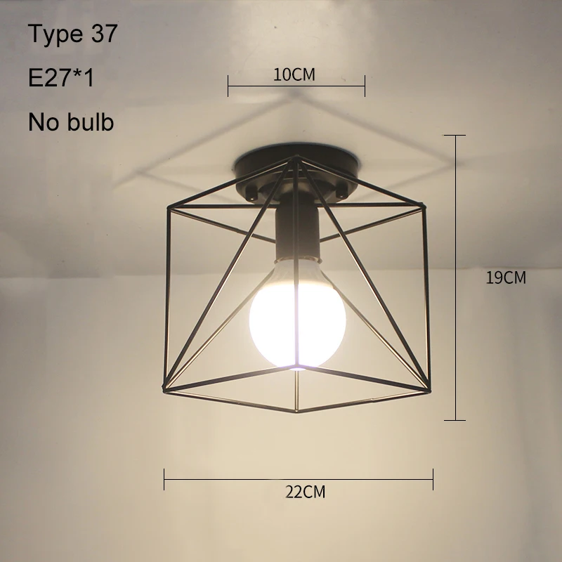 Type 37 no bulb Современный потолочный светильник, светодиодный потолочный светильник, винтажный плафон, клетка, плафонье, хрустальная лампа для столовой, кухни, Lampara Techo - Цвет корпуса: Type 37 no bulb