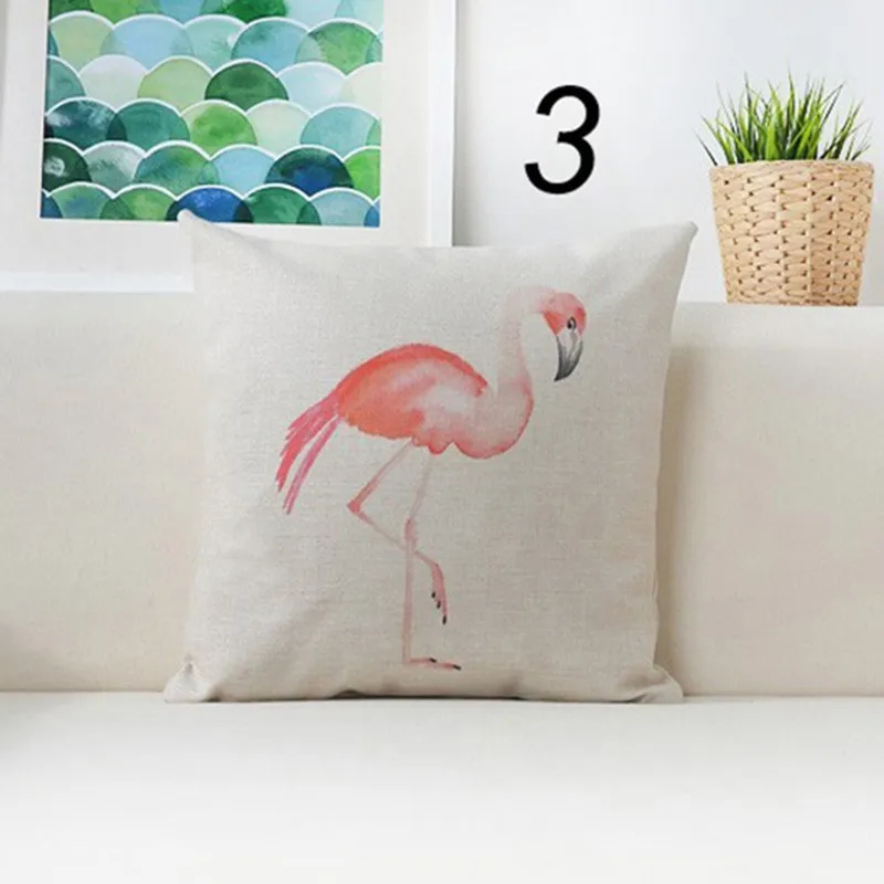 Animal Style Flamingo Cushion Cover Feather Drawing Geometry Cotton Linen Throw Pillow Case Birds Covers Couple Gifts | Дом и сад