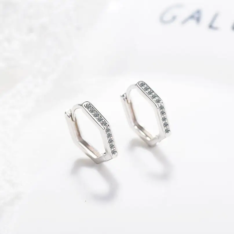 New Pentagon Zircon Geometric Earrings For Women Men Trend Creative Jewelry Party Gift Oorbellen SAE184 | Украшения и аксессуары