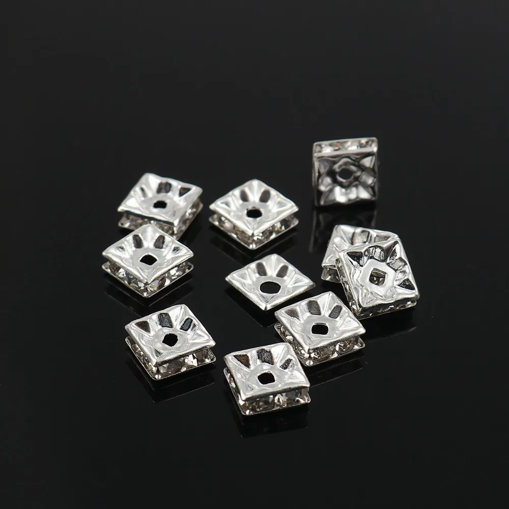 DoreenBeads медные бусины-спейсеры Квадратные золотые прозрачные Стразы DIY фурнитура