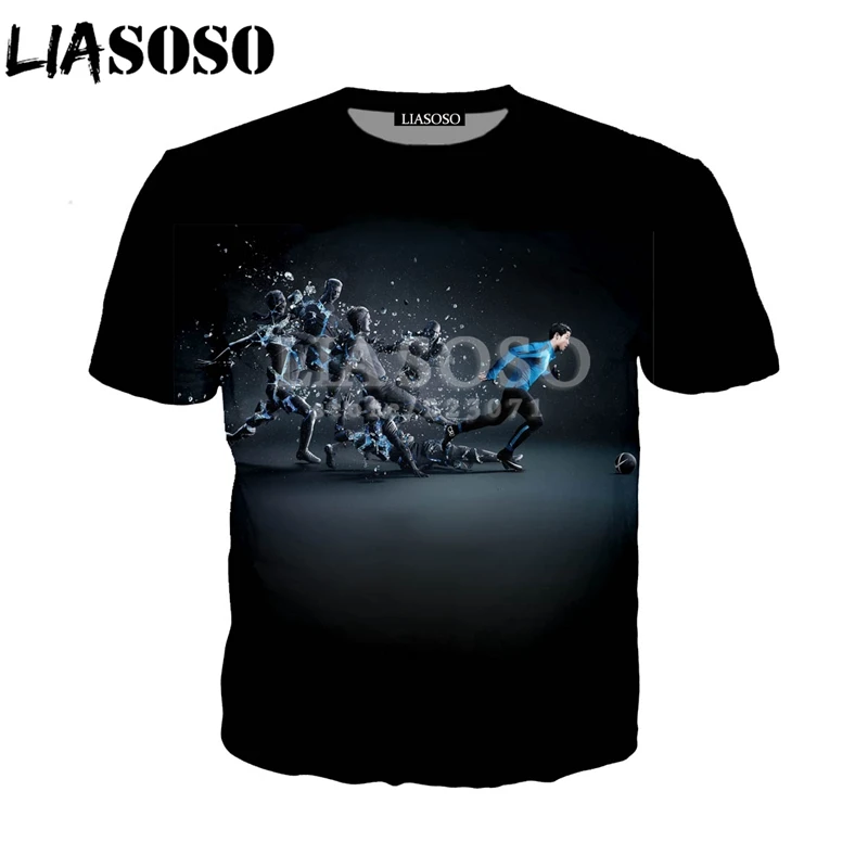 LIASOSO Летний Новый Модный Мужской Женский свитшот с коротким рукавом 3D принтом