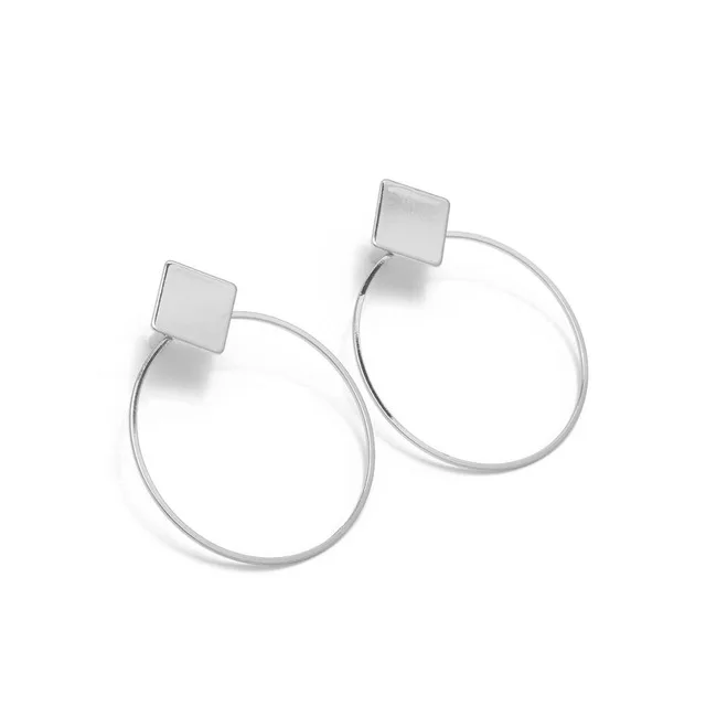 Silver 3 Корейский, геометрической формы, полые висячие серьги, массивный большой круг, треугольник, луна, с кисточкой-сердцем, свисающие серьги для женщин, ювелирные изделия - Окраска металла: Silver 3