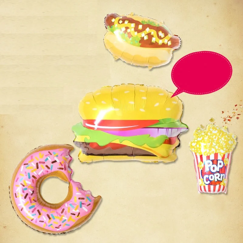 1pcs Cake cookies Birthday Party Balloons Donuts Cream Hamburger Hot Dog Inflatable Balloons Baby Shower Kids Party Supplies
