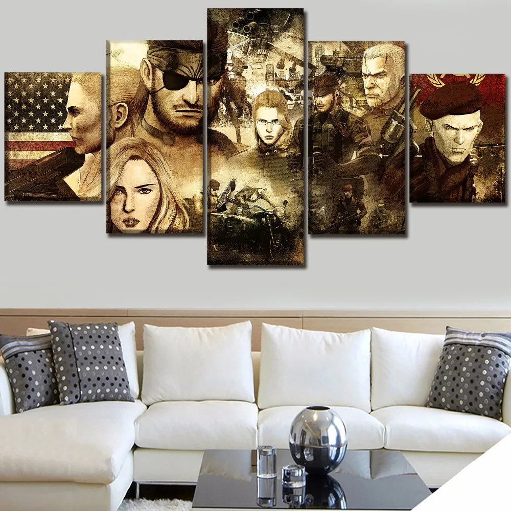 Модульные картины на холсте HD декоративные для дома 5 штук игровая металлическая