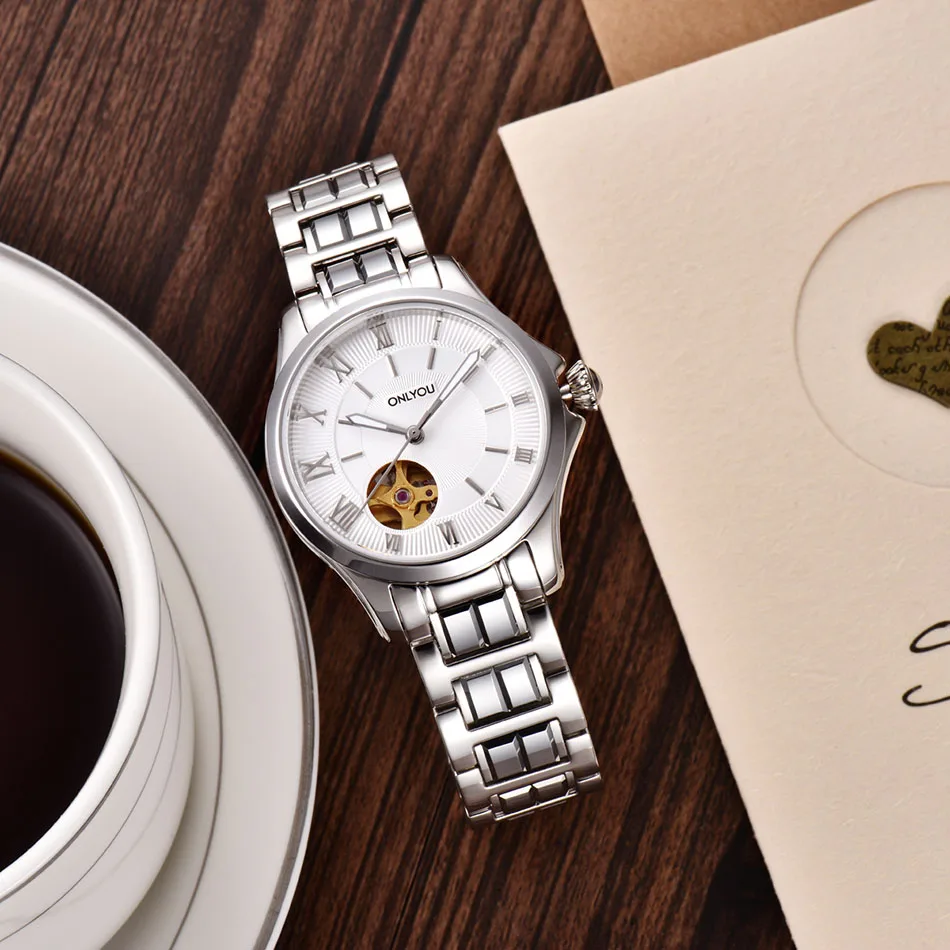 ONLYOU женские часы люксовый бренд Простой Скелет автоматические механические