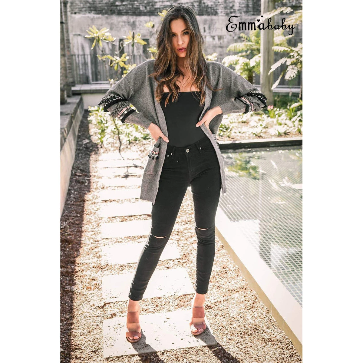 Women Long Sleeve Knitted Cardigan Elegant Floral Sweater Casual Autumn coats Outwear Fashion Winter harajuku veste femme |