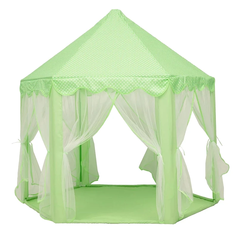 Green Играть Сказочный Дом Крытый и открытый дети играть палатка шестиугольник Принцесса замок игровой домик для девочек Забавный - Цвет: Green