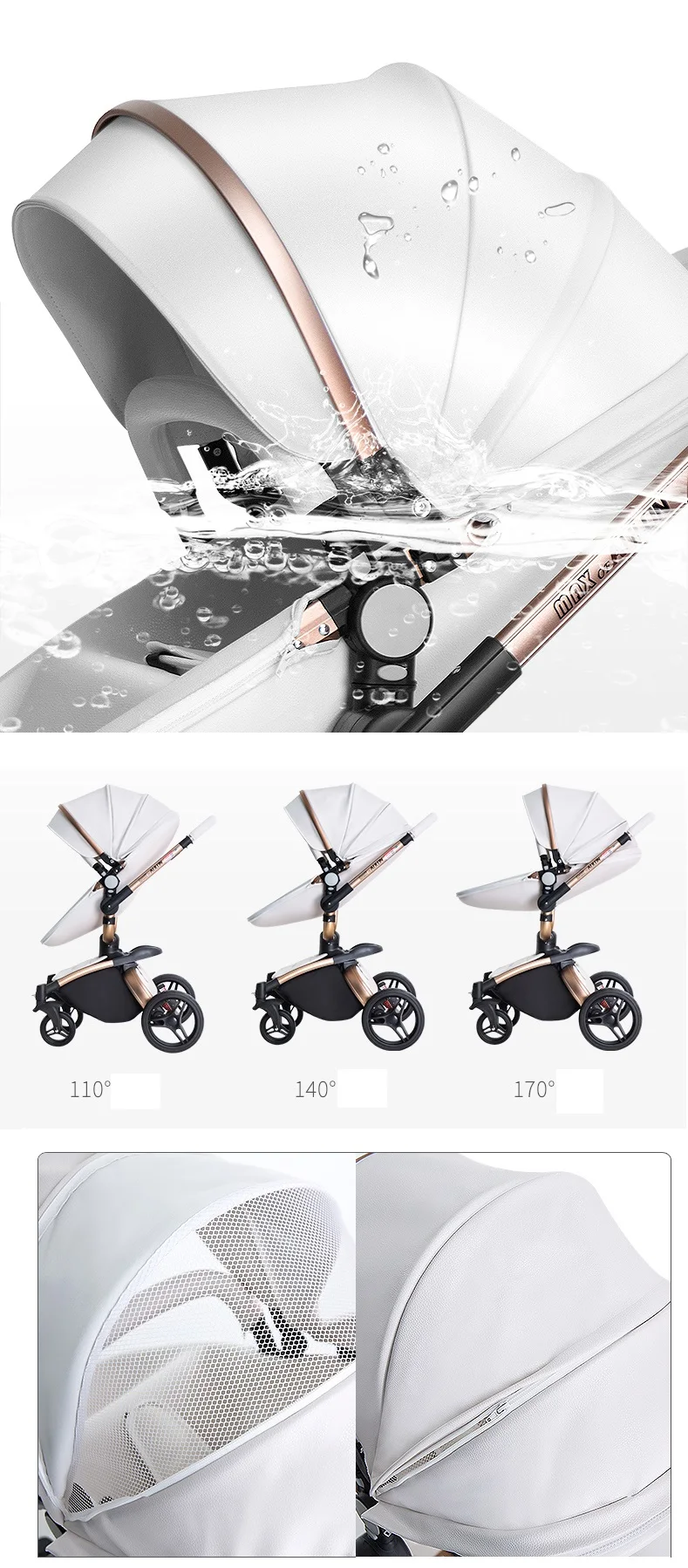 Aulon babyfond искусственная кожа 360 градусов вращения детская коляска, kinderwgen, 3 в 1 система путешествия сиденье с люлькой детская коляска