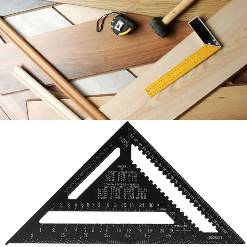 12Inch Aluminum Alloy Metric Triangle Ruler Angle Protractor Square Woodwork Gauge High Precision Measuring Tool | Инструменты