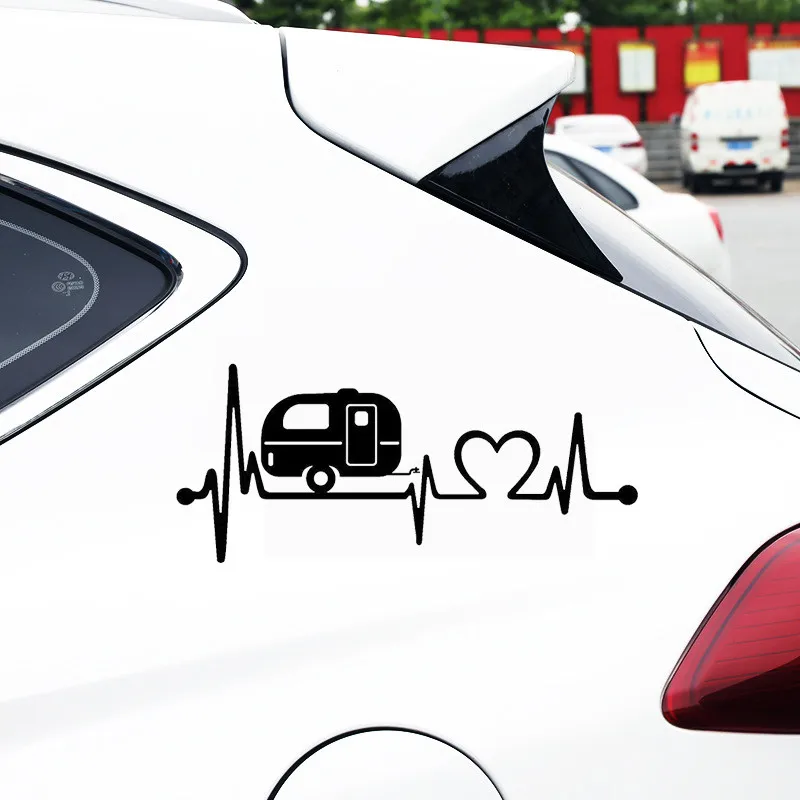 Camper Travel Hiker Heartbeat Виниловая наклейка для автомобиля Стайлинг украшения кузова