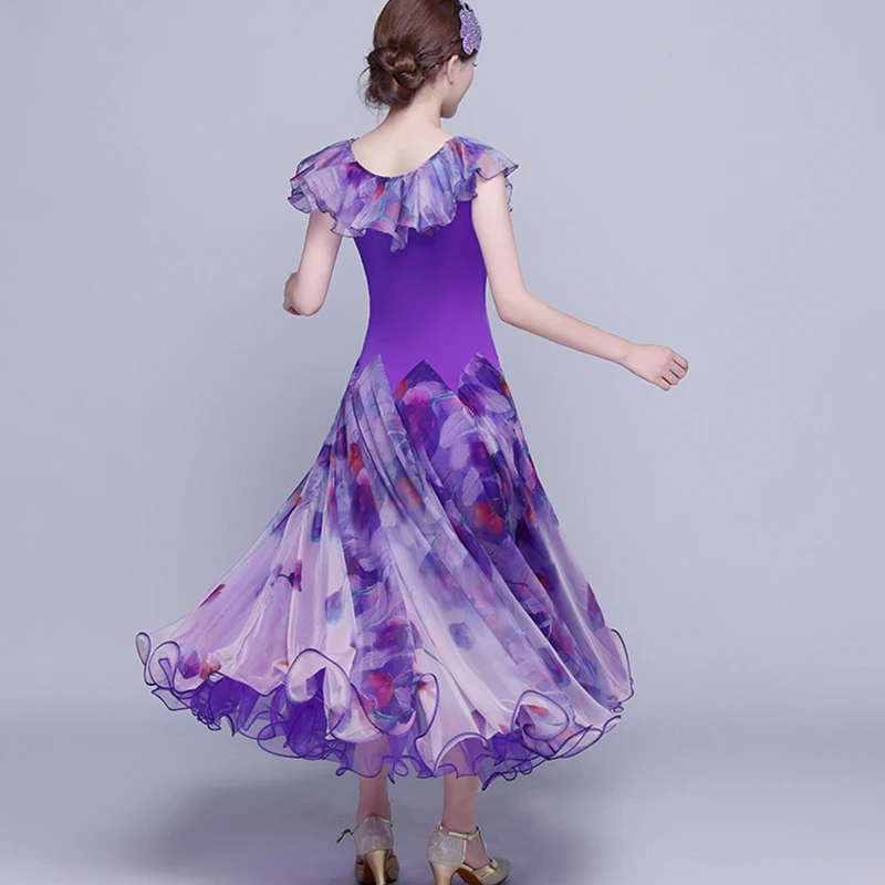 Новое Фиолетовое Женское платье для соревнований по бальным танцам стандартные