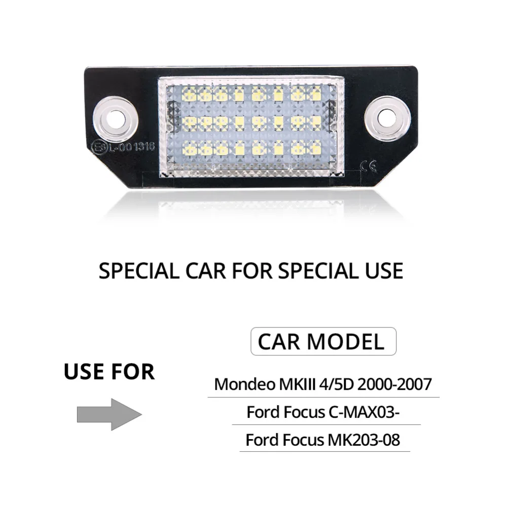 VooVoo 2 шт./компл. светодиодный Canbus номерной знак чисто белый 6000K для Ford Focus C MAX MK2 03 08