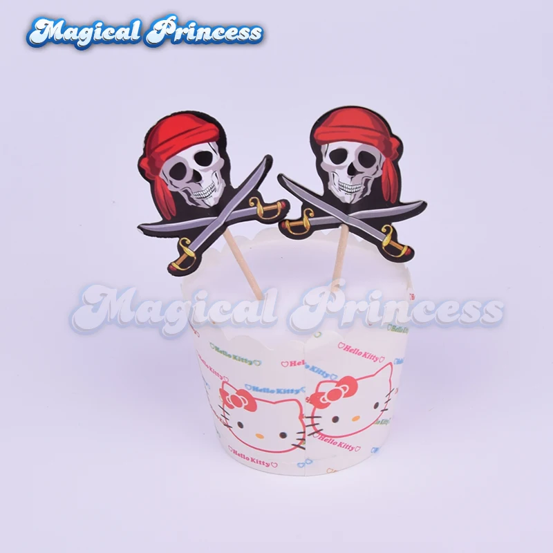 24pcs Pirate Flags for Cake Topper Skull Decoration Birthday Party Supplies | Дом и сад