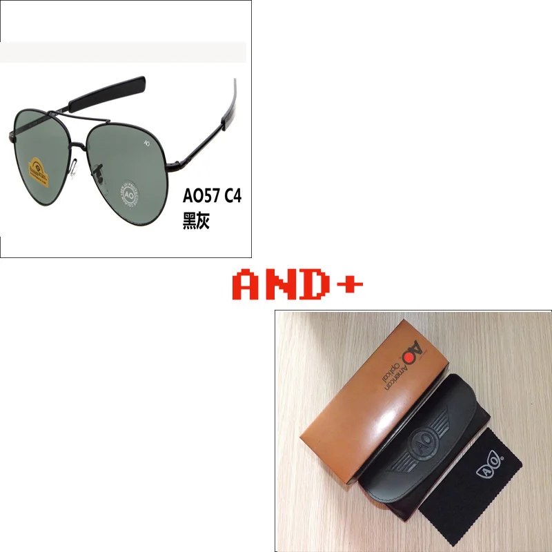 C4 With box Новейшие Американские армейские военные AO брендовые дизайнерские солнечные очки-авиаторы стеклянные линзы мужские солнцезащитные очки es oculos masculino с оригинальным логотипом - Цвет линз: C4 With box