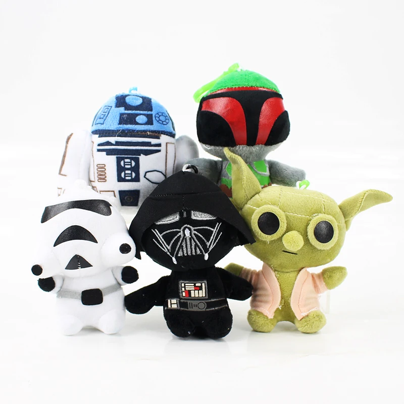 5 шт./лот Звездные Войны Пробуждение силы Мастер Йода R2D2 робот Дарт Вейдер плюшевые игрушки кулоны-куклы