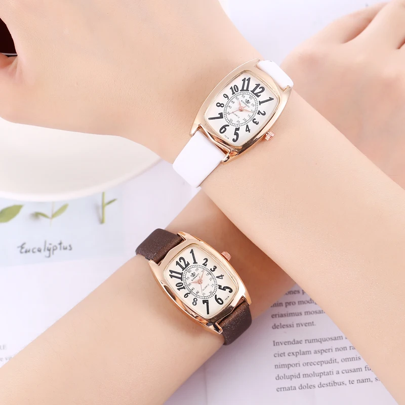 Квадратные женские наручные часы Топ бренд блестящие кожаные Элегантные