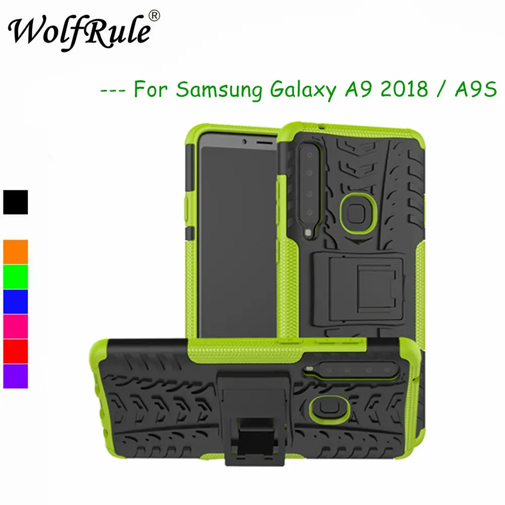 

For Cases Samsung Galaxy A9 2018 Cover Dual Layer Armor Silicone Back Case For Samsung A9S Phone Holder Stand Shell a9 2018